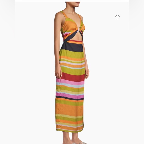 Cala de la Cruz Dress NEW one of a kind, striped linen cut-out dress Retail $525 - Picture 3 of 9